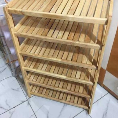 Kệ Giày Dép 6 Tầng Dài  63cm Gỗ Cao Su