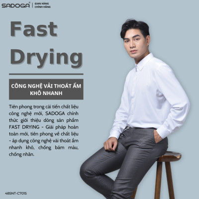 Áo Sơ Mi Nam Trắng Nhanh Khô, Chất Liệu Thoáng Mát Mềm Mịn T8056 