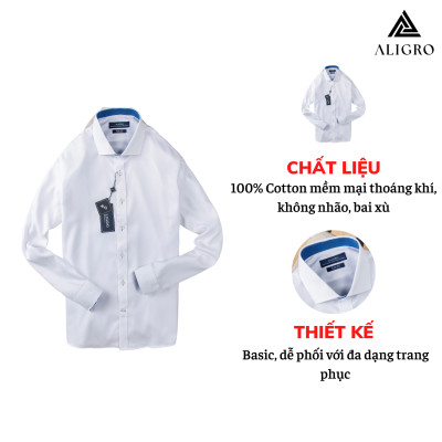 ÁO SƠ MI NAM TRẮNG DÀI TAY ALIGRO MÃ ALGS196