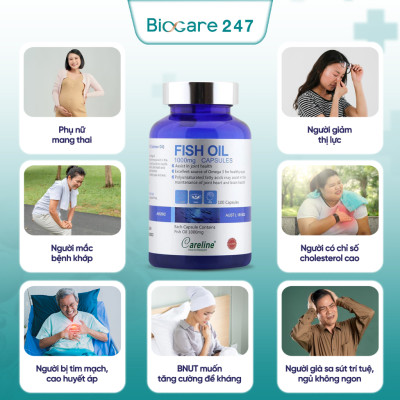 [Chính hãng] Viên dầu cá hồi Úc Careline bổ sung DHA, EPA, tăng cường não bộ, bảo vệ thị lực & tim mạch - 100 viên/hộp