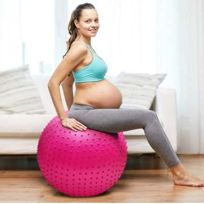 Bóng Tập Yoga 65cm Cao Cấp Bóng Gai Tặng Bơm bóng và Bộ Kim bóng dự phòng Loại dày 2mm