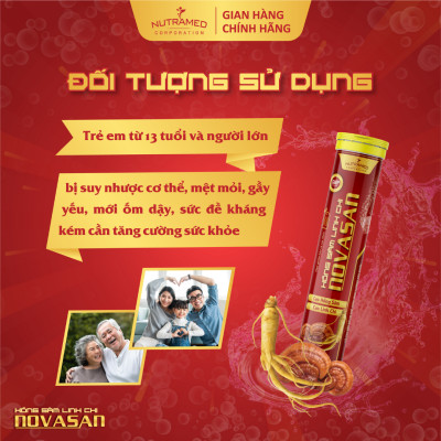 Viên sủi hồng sâm linh chi Novasan hỗ trợ bồi bổ cơ thể, tăng sức đề kháng (20 viên) - Nutramed