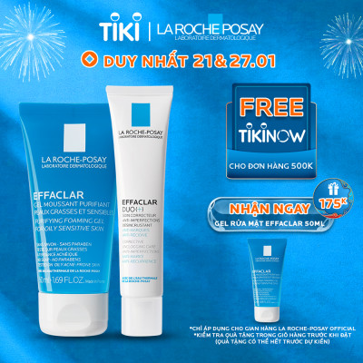 Combo Kem Dưỡng Giảm Mụn, Ngừa Vết Thâm, Se Nhỏ Lỗ Chân Lông La Roche-Posay Effaclar Duo+ M694050 (40ml) + Gel Rửa Mặt Dành Cho Da Dầu Nhạy Cảm La Roche-Posay Effaclar Purifying Foaming Gel 100771312 (50ml)