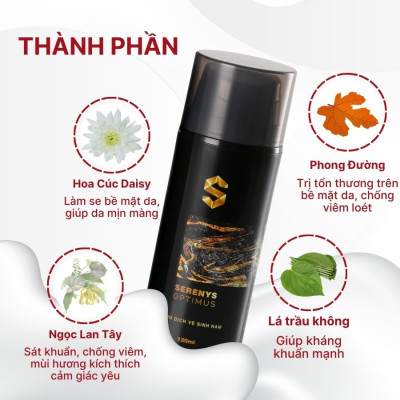 Combo 2 chai Dung dịch vệ sinh khử mùi làm sạch, sáng da phụ khoa nam giới Serenys Optimus 120ml