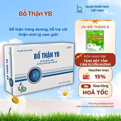 Viên Uống Bổ Thận YB Hỗ Trợ Cải Thiện Sinh Lý Nam Giới, Bổ Thận Tráng Dương - Hộp 30 viên