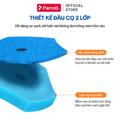 Cây Cọ Bồn Cầu, Cọ Toilet 2 Trong 1, Đầu Cọ Thay Thế Miếng Lau Có Chất Tẩy Rửa Hương Thơm, Dán Tường Parroti Slim - SL04