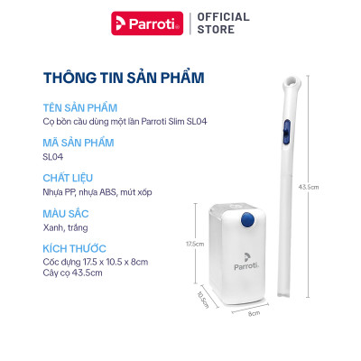 Cây Cọ Bồn Cầu, Cọ Toilet 2 Trong 1, Đầu Cọ Thay Thế Miếng Lau Có Chất Tẩy Rửa Hương Thơm, Dán Tường Parroti Slim - SL04