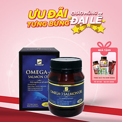 Viên uống Omega 3 dầu cá Hồi nhập khẩu chính hãng Úc OMEGA 3 SALMON OIL (180 viên) hỗ trợ giảm mỡ máu, giảm nguy cơ xơ vữa động mạch, cung cấp các chất dinh dưỡng cần thiết cho não bộ, tốt cho mắt