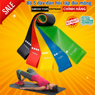 Bộ 5 Dây Đàn Hồi Tập Gym Yoga, Dây Kháng Lực, Dây Đàn Hồi Tập Thể Dục- Hàng Chính Hãng