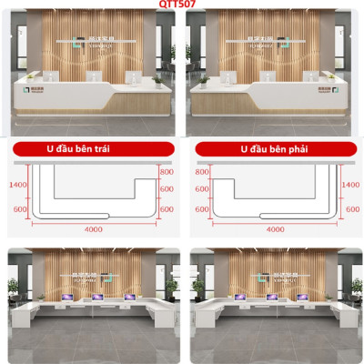 Bàn thu ngân, bàn lễ tân, bàn tính tiền bằng gỗ MDF QTT507- NỘI THẤT LẮP RÁP VIENDONGADV
