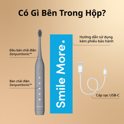 Bộ Bàn Chải Điện Zenyum Sonic MỚI 2.0 + 3 Đầu Thay Thế Công nghệ Singapore - Màu Tím