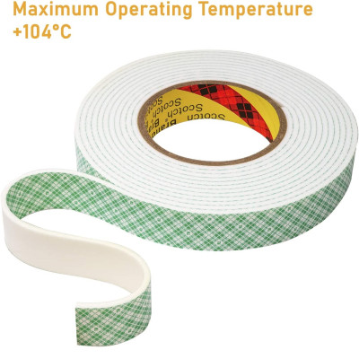 Băng keo siêu dính 2 mặt màu trắng khổ 19mm Scotch 3M SB-BK110 - Cường lực, thẩm mỹ, dán trong nhà, logo, móc treo đồ