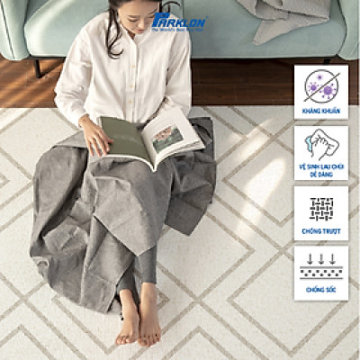 Thảm Em Bé Cao Cấp Parklon Dustend Hoa Văn Màu Be Hiện Đại Chính Hãng Hàn Quốc (210x140x0.55)cm Chống Bụi Kháng Khuẩn Khử Mùi Chống Ồn Chống Sốc (Dust Cushion Mat-Modern Rug Beige)