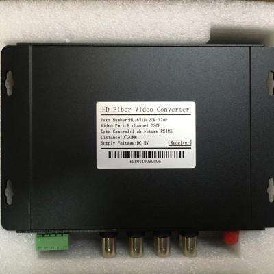 Bộ chuyển đổi video sang quang 8 kênh GNETCOM HL-8V1D-20T/R-720P (2 thiết bị,2 adapter,Cổng điều khiền) - Hàng Chính Hãng