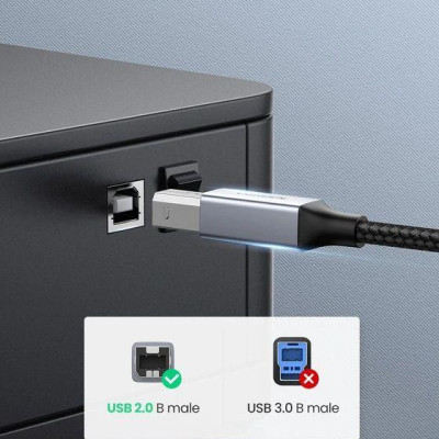 Ugreen UG80808US370TK 3M màu xám đầu nhôm cáp USB type C ra usb B máy in dây dù - HÀNG CHÍNH HÃNG