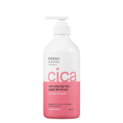 Bộ dầu gội và dầu xả phục hồi tóc hư tổn Derma & More CICA dưỡng tóc bóng khỏe cho da đầu nhạy cảm 600ml