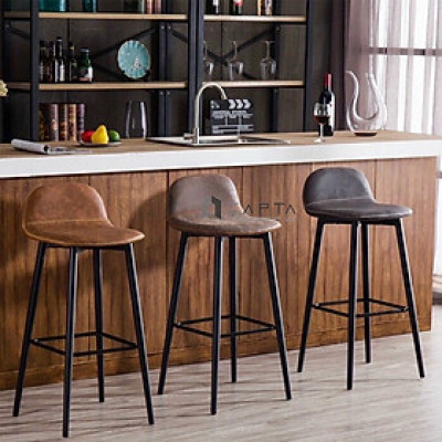 Ghế quầy đảo bếp quầy bar tiếp khách CB2133-P Nội thất Capta Ghế bar nệm simili chống thấm nước chân bar cao 75cm sắt sơn tĩnh điện màu đen stool chair hcm