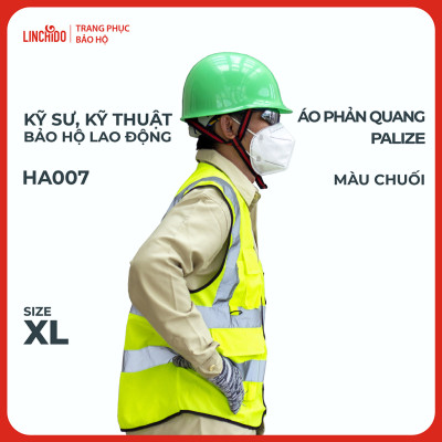 Áo phản quang Palize với dải Phản quang Poly sáng 5cm màu CHUỐI - Mã HA007
