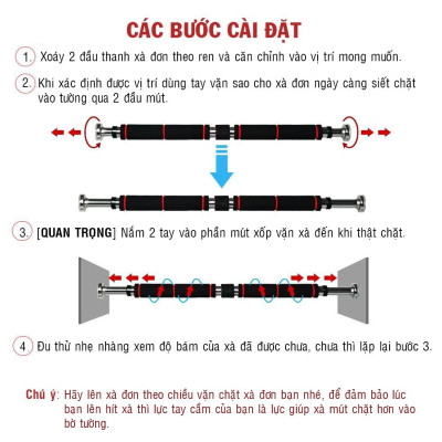 Xà Đơn Treo Tường Gắn Cửa, Xà Đơn Gắn Tường Đa Năng Dụng Cụ Tập Cơ Bụng - Thanh Tập Xà Đơn Treo Tường Gắn Cửa Nhiều Cỡ Từ 60-130cm Tùy Chỉnh Phù Hợp Tập Gym Tại Nhà Tăng Cơ Bắp