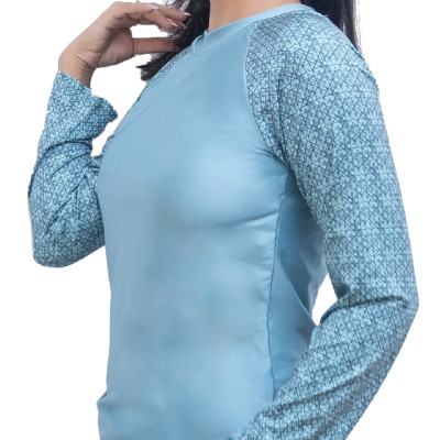 Bộ đồ bơi nữ tay dài LMcation Quinn- Xanh ngọc thổ cẩm