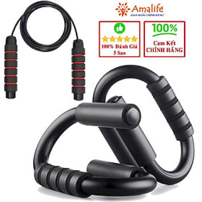Combo Dụng Cụ Hít Đất Chống Đẩy Cầm Tay Và Dây Nhảy Lõi Thép Có Thể Điều Chỉnh Dộ Dài Chống Rối Tập Thể Thao Amalife
