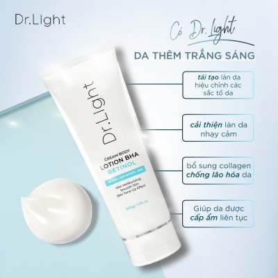 COMBO 4 Kem Body Dr.Light Kem dưỡng Trắng Sáng Da Với Hợp Chất Retinol Niacinamide BHA 200ml 