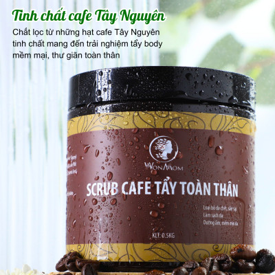 Bộ tẩy tế bào chết toàn diện Wonmom ( 1 Scrub nghệ tẩy mặt + 1 Scrub café tẩy toàn thân )