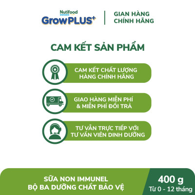 Sữa Bột Nutifood Sweden GrowPLUS+ Sữa Non Immunel từ 0 - 12 tháng lon 400g