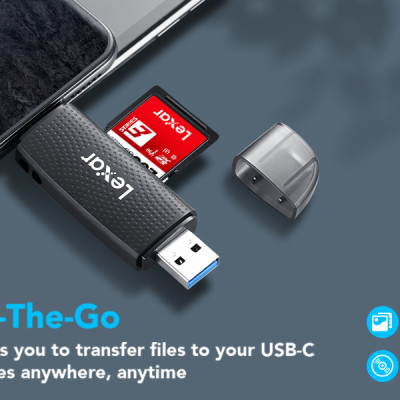 Đầu đọc thẻ nhớ Lexar RW310X Dual-Slot SD / MicroSD USB 3.2 Type-C và Type-A, tốc độ đọc 170Mb/s - Hàng chính hãng BH 12 tháng