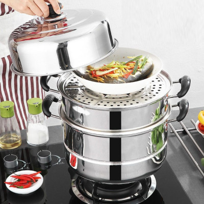 Nồi Hấp 2 Tầng 3 Tầng Kèm Xưởng Hấp Đa Năng 28cm, Nổi Lẩu Dẫn Nhiệt Tốt ( Dùng Được Cho Bếp Từ ) - Hàng nhập khẩu