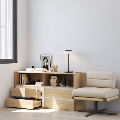 HAPPY FURNITURE , Tủ lưu trữ 4 ngăn kéo  , THK_319 , 140cm x 45cm x 70cm DxRxC