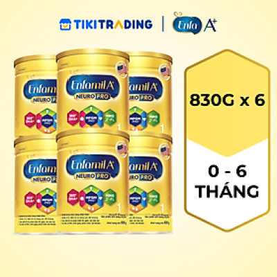 Combo 6 lon sữa bột Enfamil A+ NeuroPro 1 với 2’-FL HMO cho trẻ từ 0 – 6 tháng tuổi– 830g