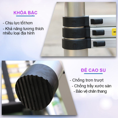 Thang nhôm rút gọn, an toàn, tiện dụng, đa năng - Nhôm 6063 không rỉ - Chính hãng NIKITA