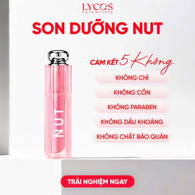 SON NUT LYCOS có màu - Son Dưỡng Môi Lycos căng mọng, dưỡng ẩm, mờ thâm, cải thiện nứt nẻ. 10g