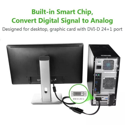 Ugreen UG40259MM108TK 30CM màu Đen Cáp chuyển đổi DVI D 24 + 1 sang VGA cáp dẹt - HÀNG CHÍNH HÃNG