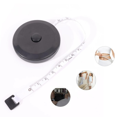Thước Dây Với Nút Bấm Tự Rút Sau Khi Kéo, Đo Vòng Bụng, Vòng Eo 3 Vòng Kiểm Tra Sức Khỏe 1.5m - Đo Quần Áo, Màu Đen. Takyhome 5940