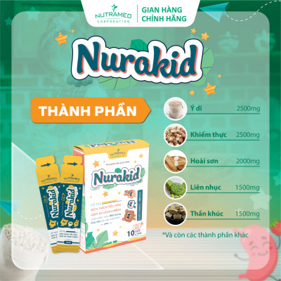 Gói uống Nurakid hỗ trợ tiêu hóa và tăng cường sự ăn ngon miệng cho trẻ em (10 gói) - Nutramed