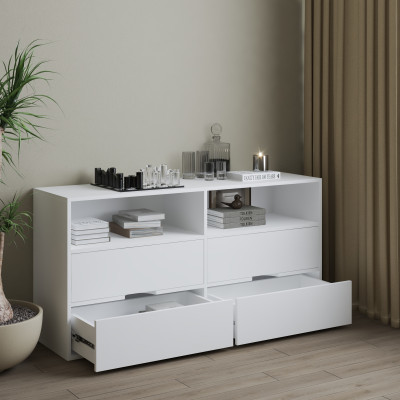 HAPPY FURNITURE , Tủ lưu trữ 4 ngăn kéo - LAYLA , THK_330 , 140cm x 40cm x 70cm DxRxC