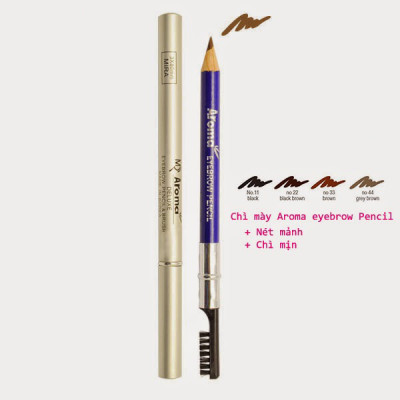 Chì vẽ mày sắc nét Aroma Eyebrow Pencil Hàn Quốc No.44 Gray Brown tặng kèm móc khoá