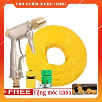 Bộ dây vòi xịt nước ️ , tăng áp 3 lần, loại 3m, 5m 206701-1 đầu đồng,cút,nối nhựa v+ móc khoá 