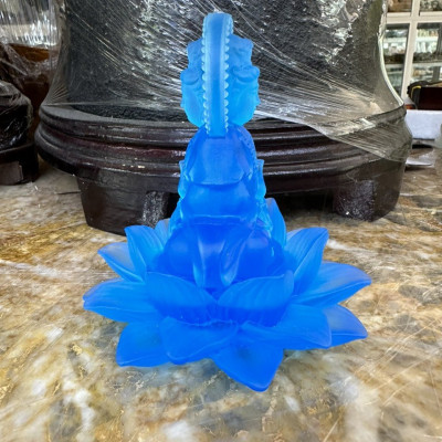 Tượng Phật Quan Thế Âm Bồ Tát 2 mặt đá lưu ly đặt bàn làm việc, xe ô tô - Cao 10 cm