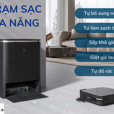 Robot Hút Bụi Lau Nhà Ecovacs X2 Omni Trợ Lý Ảo YIKO Công nghệ OZMO 2.0 Lực Hút 8000 Pa - Hàng Chính Hãng