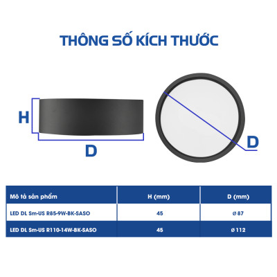 Đèn Opple ốp nổi tròn US Pro SM màu đen- Hiệu suất ánh sáng cao, tiết kiệm năng lượng