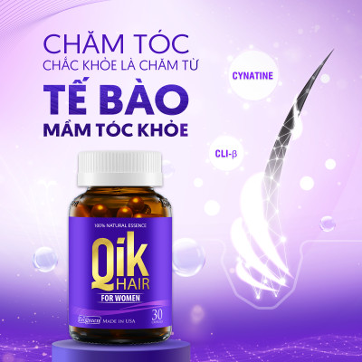Combo 4 hộp 30 viên tặng 1 hộp 15 viên] Viên uống QIK HAIR for Women hỗ trợ giảm rụng, mọc tóc chắc khỏe