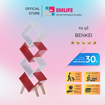 Giá sách bằng gỗ công nghiệp cho phòng khách SMLIFE Benkei