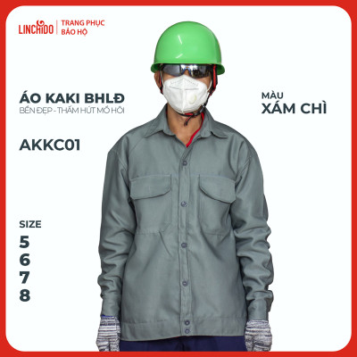 Áo kaki Bảo Hộ Lao Động Chất Liệu Thấm Hút Mồ Hôi Thoáng Mát Bền Đẹp - Mã AKKC01