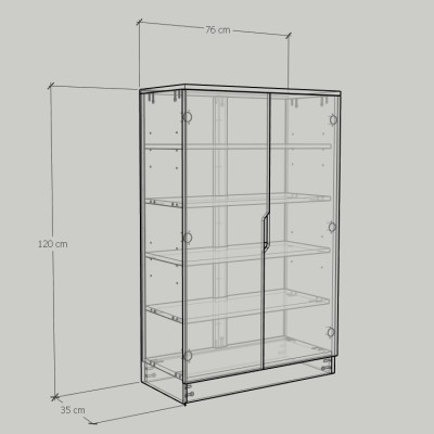 [Happy Home Furniture] DASH, Tủ lưu trữ  2 cửa mở - 5 ngăn đựng đồ,  76cm x 35cm x 120cm ( DxRxC), TCM_024