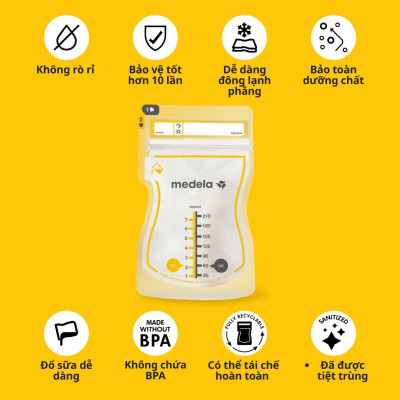 Túi trữ sữa | Medela Easy Pour loại 210ml - Không rỏ rỉ - An toàn - Tiện lợi