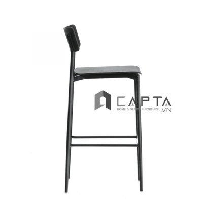 Ghế quầy bar kiểu cult chân cao màu đen CB CULT Ghế Cafe - Fastfood thân nhựa màu đen có lưng tựa chân thép sơn tĩnh điện màu đen 