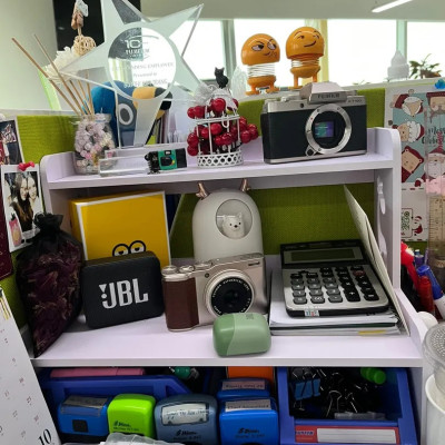 Kệ mỹ phẩm 2 tầng, kệ đa năng mini để bàn gỗ nhựa không thấm nước